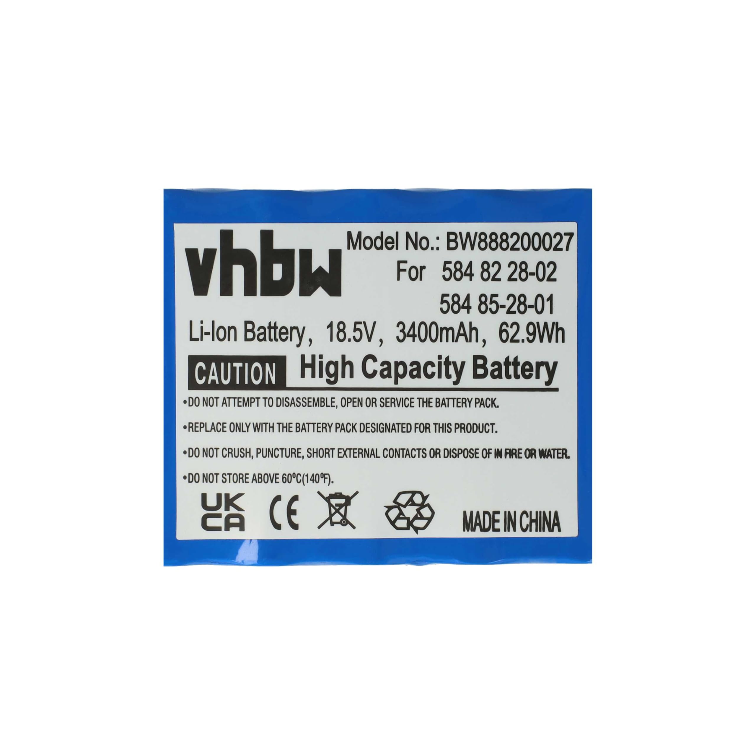 vhbw 2X Batería reemplaza Husqvarna 592 96 83-01, 589 58 62-01 para cortacésped 3400mAh 18,5V Li-Ion