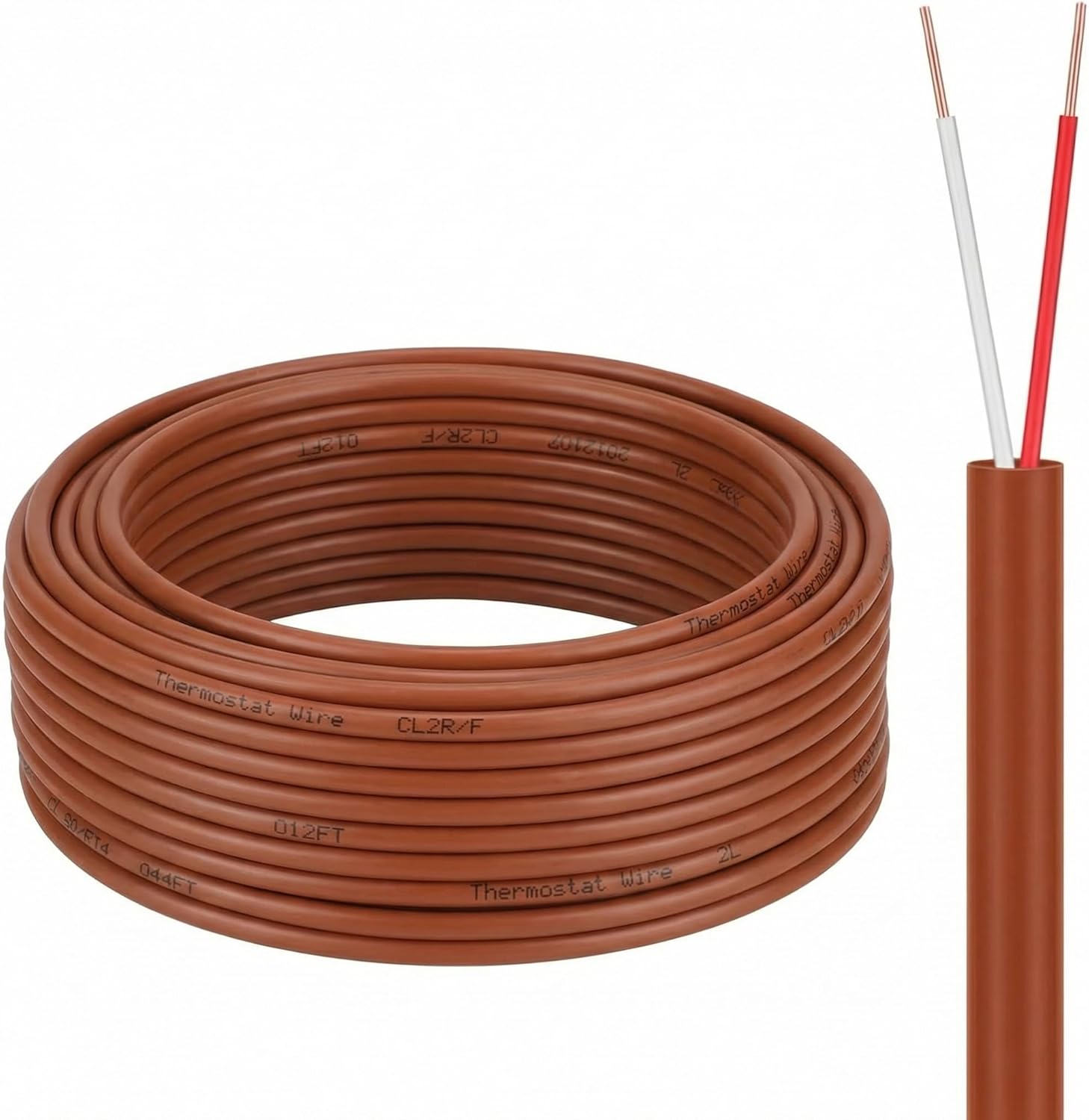 Buryeah Thermostat Wire Bell Wire Solid Copper Cable 18 Gauge ETL, Power Circuit Cable Moisture, Heat and UV Resistant for Low Voltage Applications Use(18/6,100 ft)