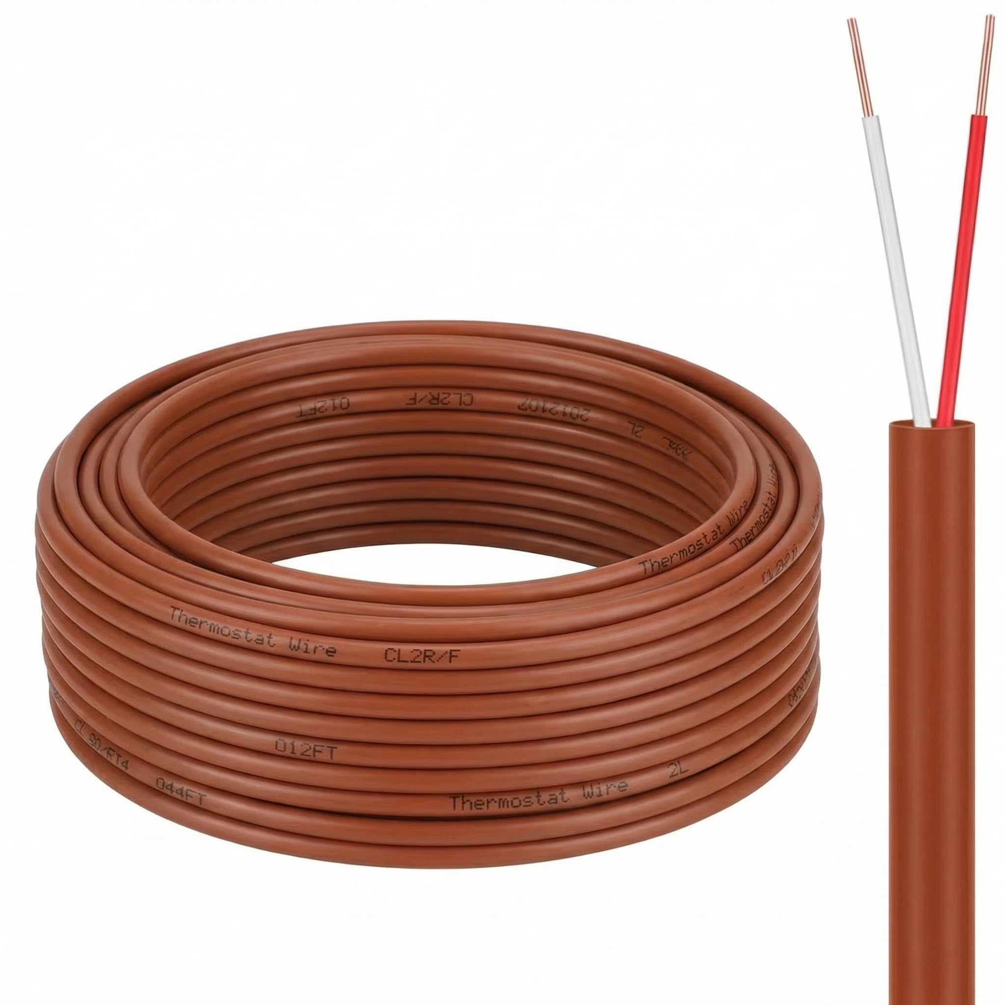 Buryeah Thermostat Wire Bell Wire Solid Copper Cable 18 Gauge ETL, Power Circuit Cable Moisture, Heat and UV Resistant for Low Voltage Applications