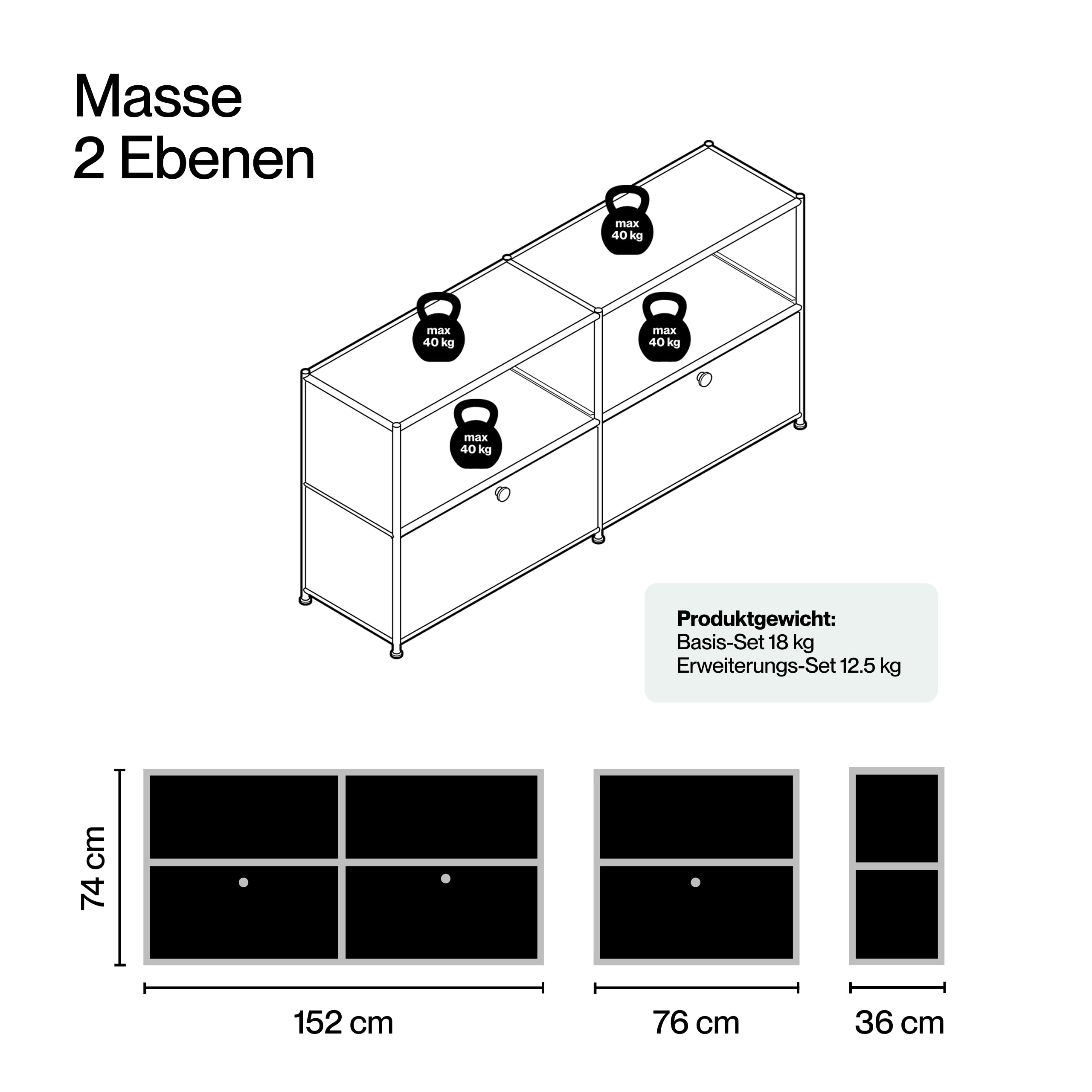 Cubox Metall-Kommode – Modulares Designer Sideboard Stahl, Schwarz