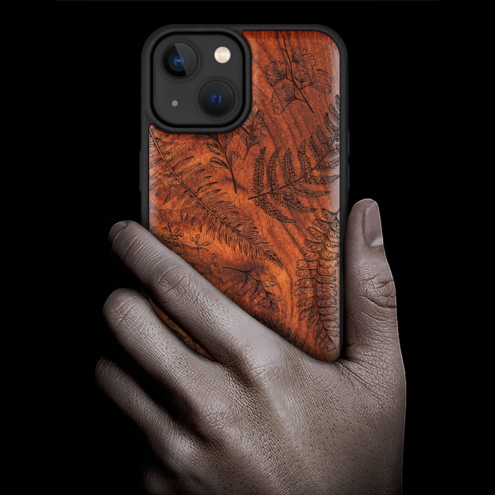 Carveit Custodia In Legno Di Noce Per IPhone 14 Plus – Cover Magnetica Con Incisione Laser Artistica, Bumper TPU Anticaduta, Compatibile Con MagSafe