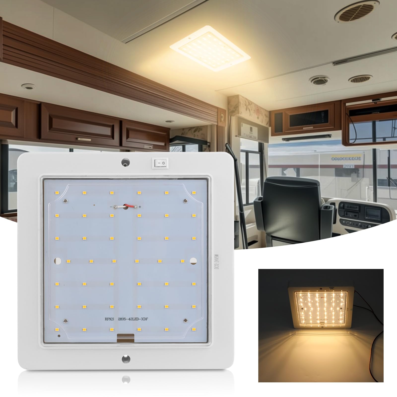 Plafoniera LED Per Camper Van 12V - 9W, Luce Bianca, Risparmio Energetico, Per Caravan E Barche - Foto 7