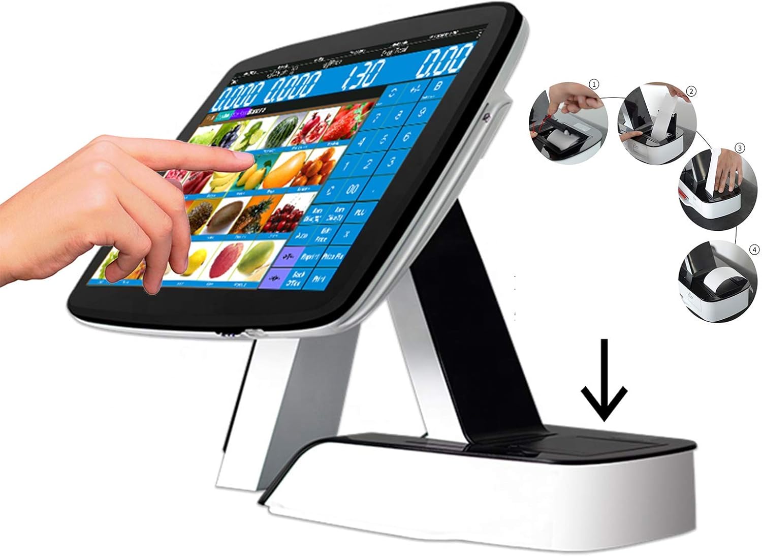Cash Register POS System for Small Businesses with Built-in 2 1/4'' Thermal Receipt Printer