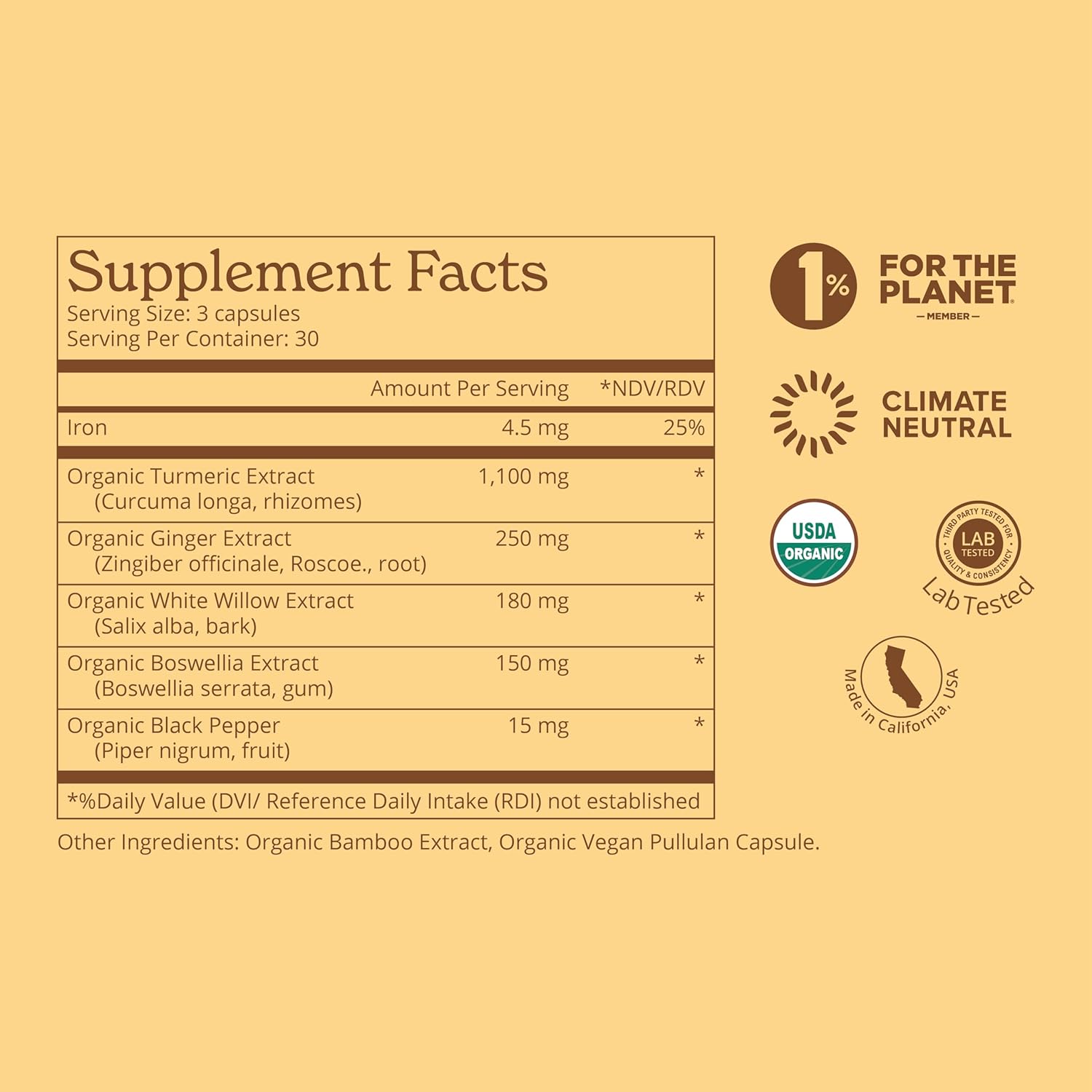 Premium 5-in-1 1100mg Turmeric Curcumin with Black Pepper for Maximized Bioavailability, Plus Boswellia & White Willow. USDA Organic Joint Support, Made in the USA and 3rd Party Tested. 180 Ct.