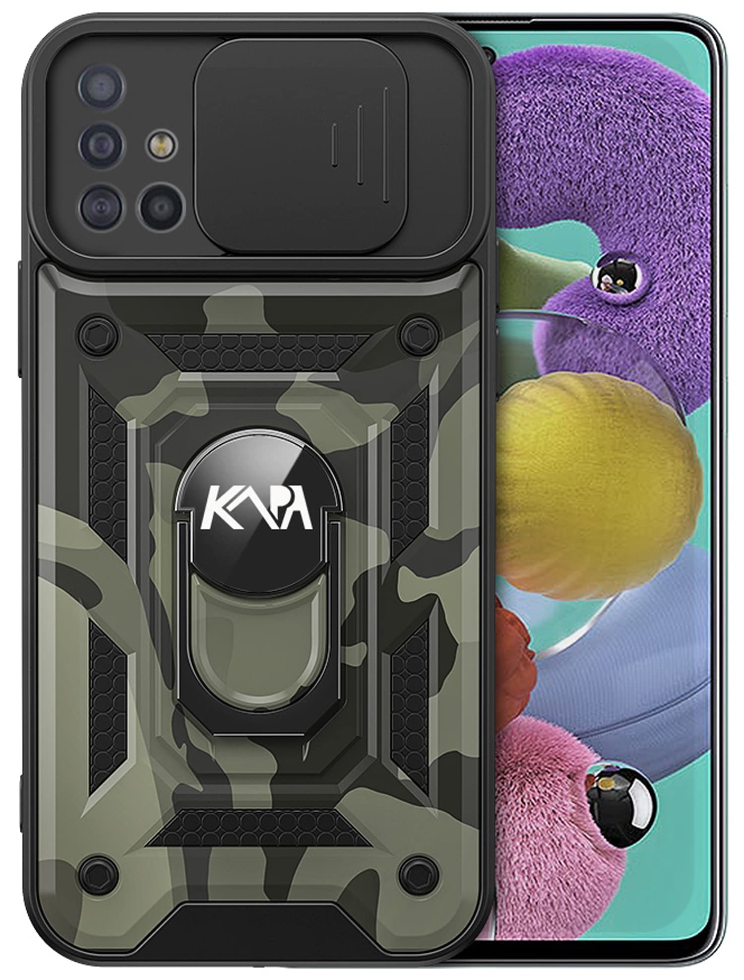 Kapa Tank Back Cover for Samsung Galaxy A51, Inbuilt Ring & Slider [Military Grade Protection] Shockproof Lens Protection Case (Black) (B09JZLQZ1X) Amazon Price History, Amazon Price Tracker