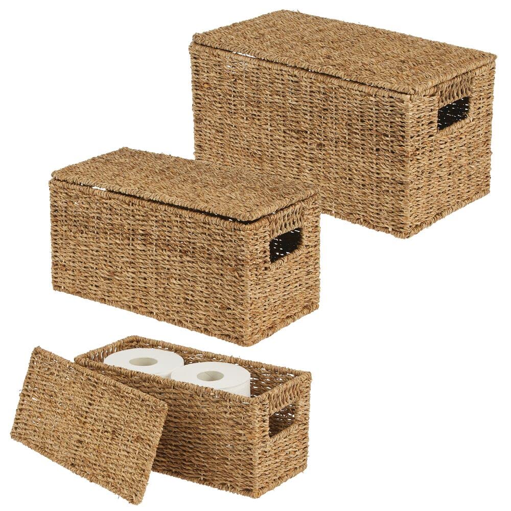 mDesign Natural Seagrass Baskets, 2 Included