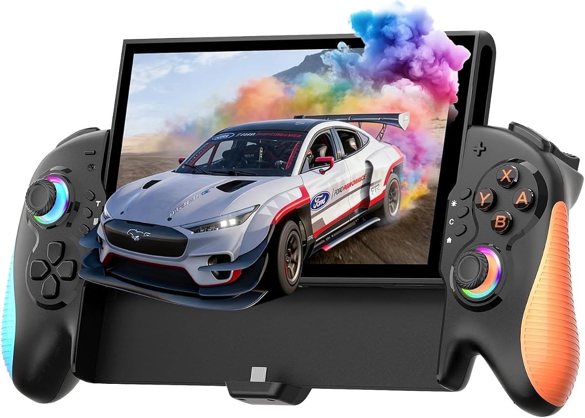 Saitake Switch 2 Controller, Ergonomically Designed Replacement for Switch 2 Pro Controller with 9-Axis Gyro, Native C-Key Chat Function, RGB Lighting, Turbo, Macros and Other Features