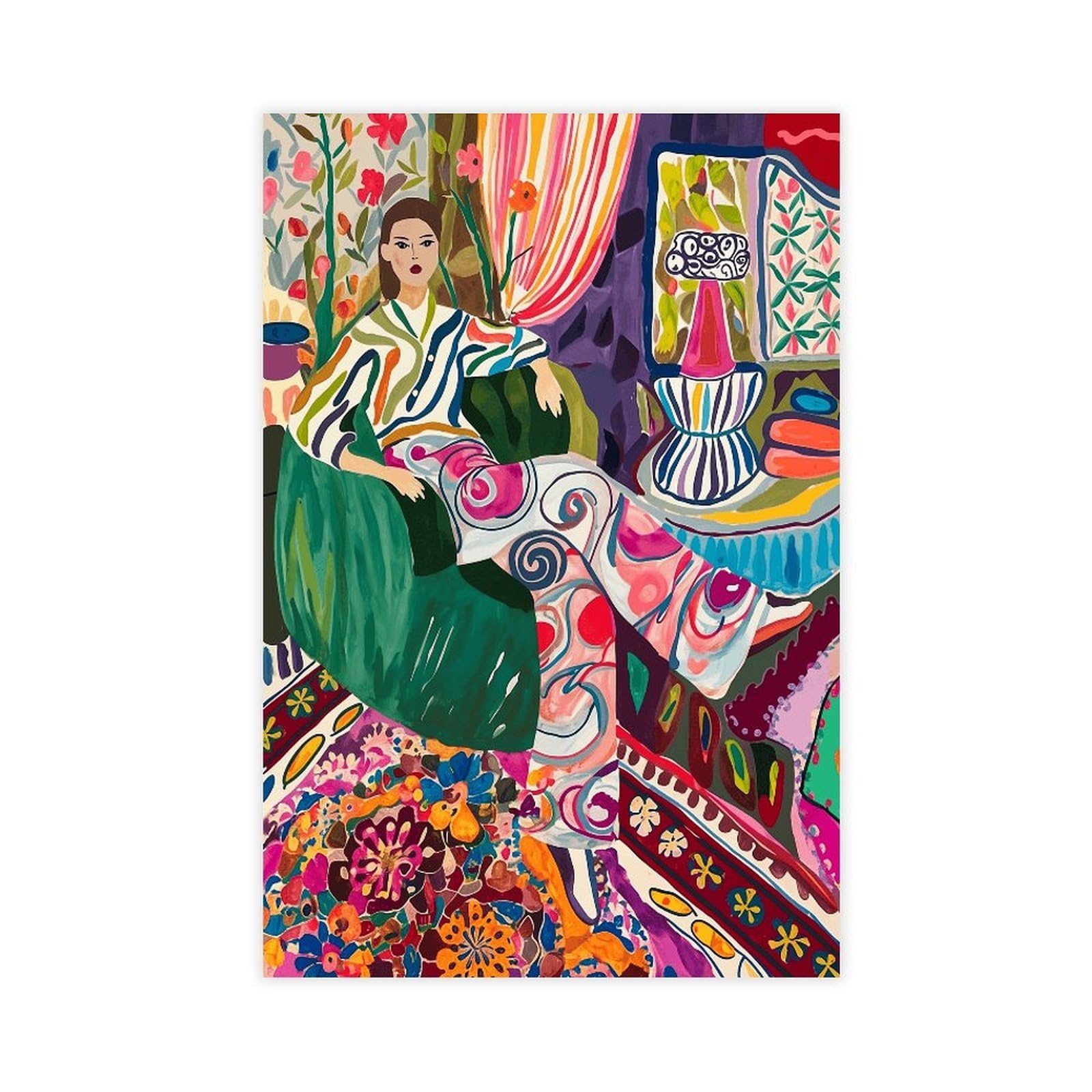 FDKLS Vibrant Floral And Swirl Patterns Poster Canvas Poster for Dorm Room Decor Gift