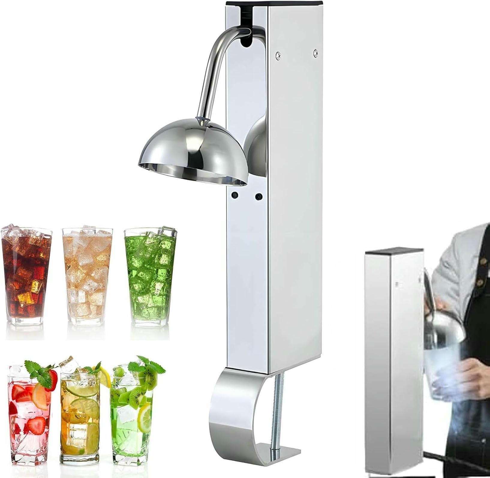Enfriador De Vidrio, CO2 Glass Graster, Instant Glass Froster, Chiller De Vidrio De Vino De Acero Inoxidable, -45 ° C Máquina De Copa De Hielo Eléctrica Comercial, Soporte De Encimera