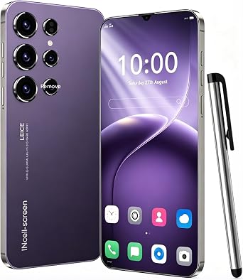 C24 5G Unlocked Smartphone, 4GB RAM + 128GB Storage, Android 14, with Built-in Pen, 6.3-inch FHD Display, 72MP Camera, 6800mAh Battery, Dual SIM, Fingerprint & Face Unlock- Purple