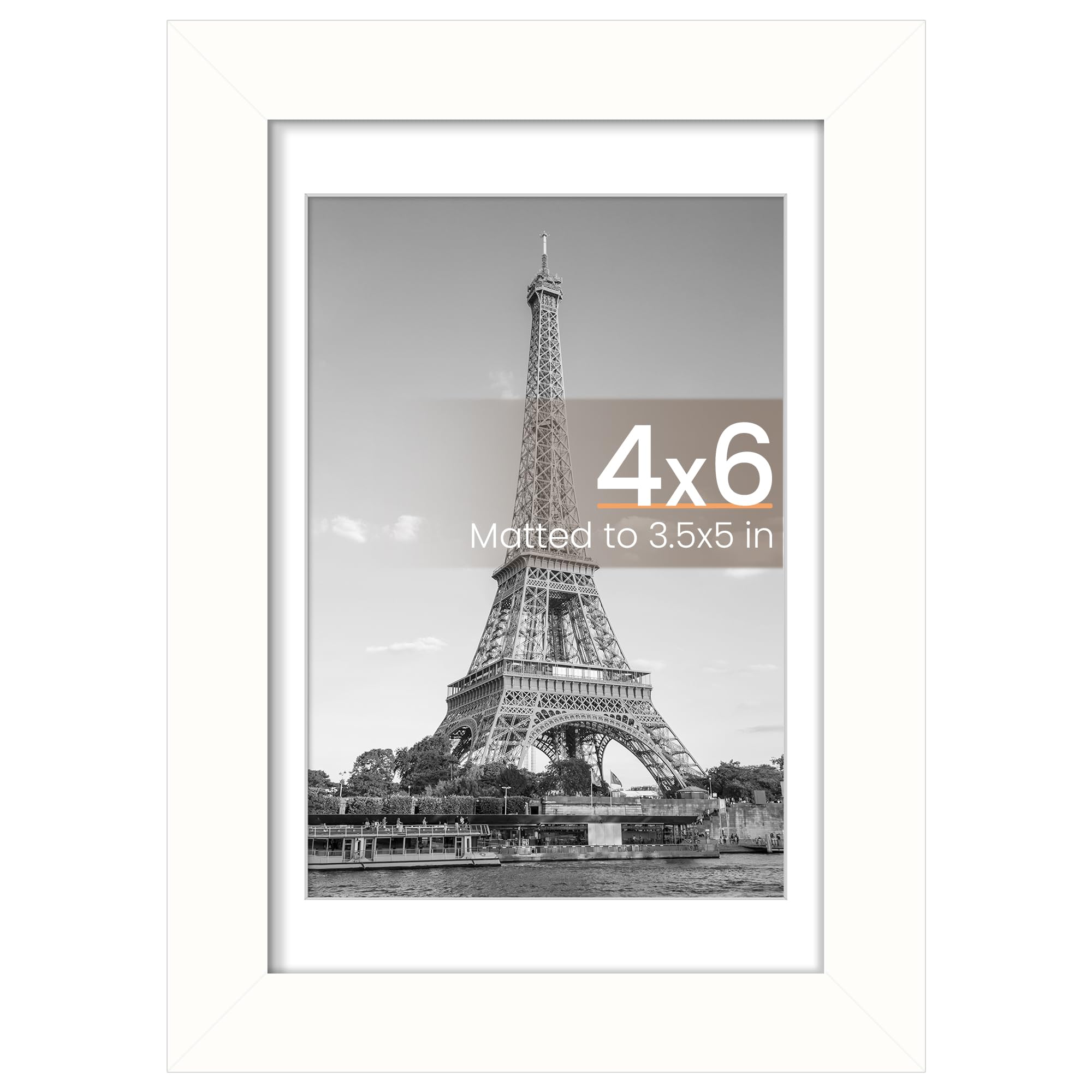 upsimples 4x6 Picture Frame, Display Pictures 3.5x5 with Mat or 4 x 6 Without, Wall Hanging Photo Frames, White, 1 Pack | 4 x 6 Small Frame, 3.5x5 Frame with Mat for Gallery Wall, Wedding, Baby, Dog, Dorm, Christmas, Mothers' Day