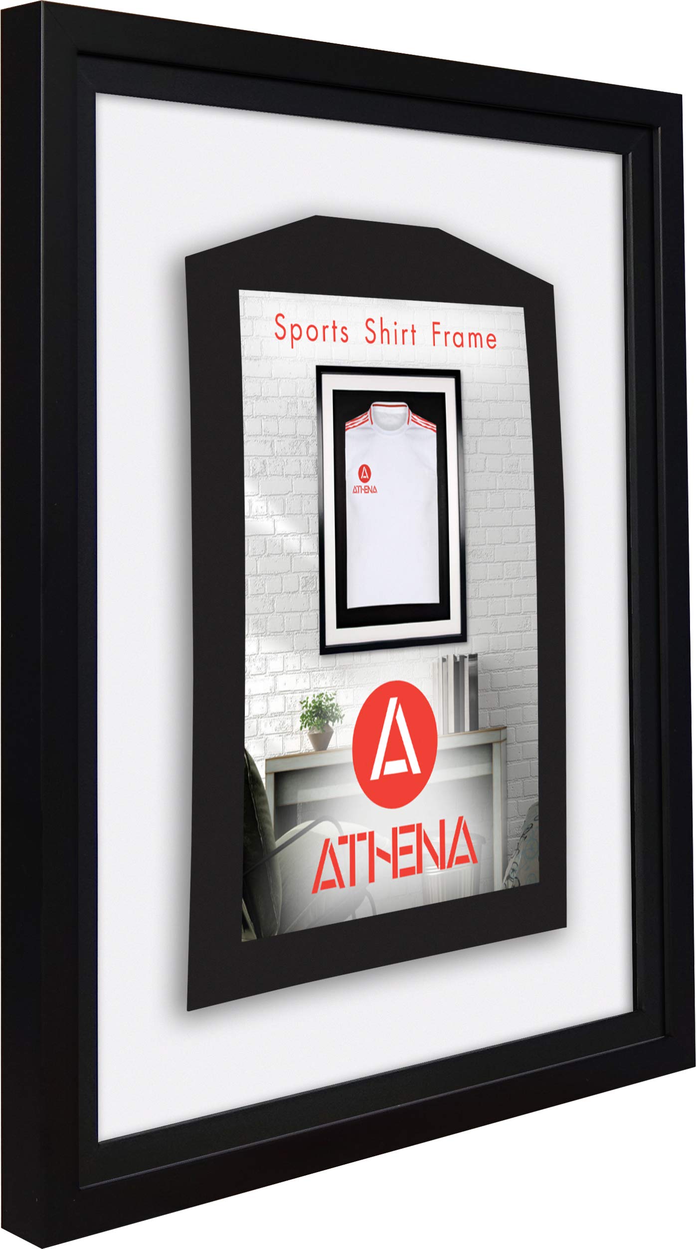 Athena Premium Holzrahmen für Baby-Shirts, 40 x 50 cm, schwarzer Rahmen, schwarzer Innenrahmen, weiße Rückwand