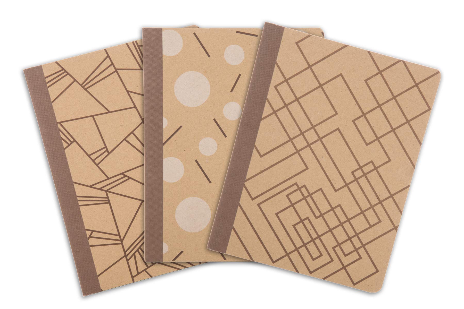 Mintra Office Kompozycja zrównoważone ekologiczne notatniki -100% zeszyty z recyklingu, 80 arkuszy, papier w linie Bagasse College, (wzór brązowej okładki, 19 cm x 24 cm) 3-pak