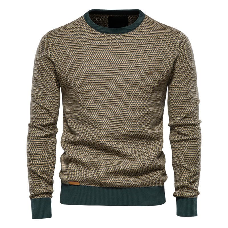 Men's Fashion Color Block Pullover Sweater Crewneck Long Sleeve Contrast Thermal Cottton Knitte Sweaters