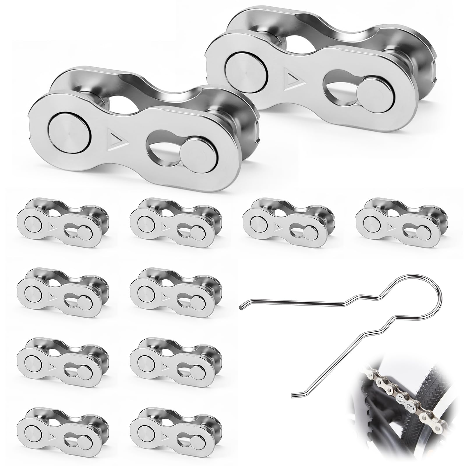 AXFEE 12 Pairs Bike Quick Links, 6/7/8 Speed Quick Release Bike Chain Link