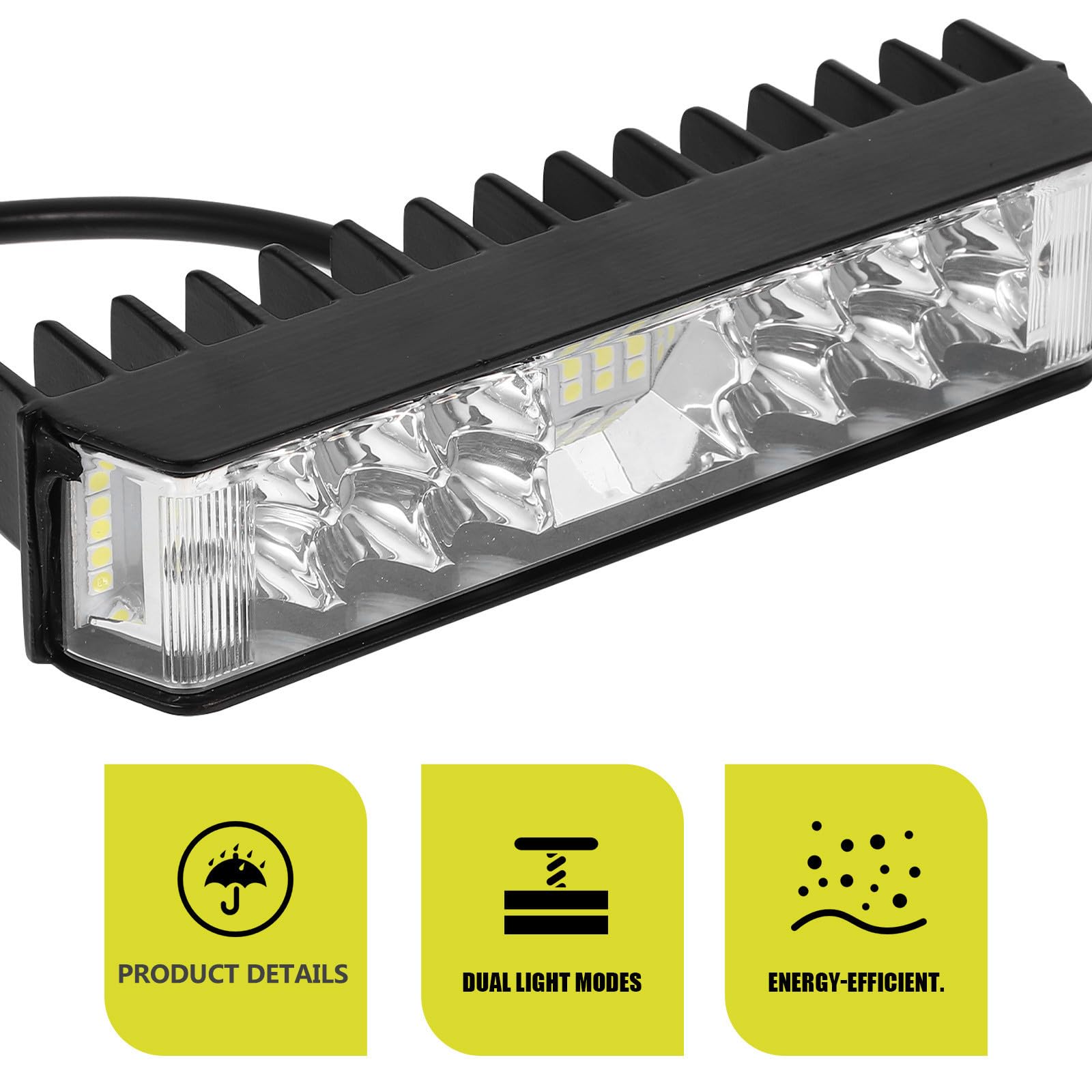 Operitacx Juego de Luces Delanteras para Motocicleta y Bicicleta Eléctrica, Faros Auxiliares con Doble Función de Luz, Aleación de Aluminio Resistente para Paseos Nocturnos