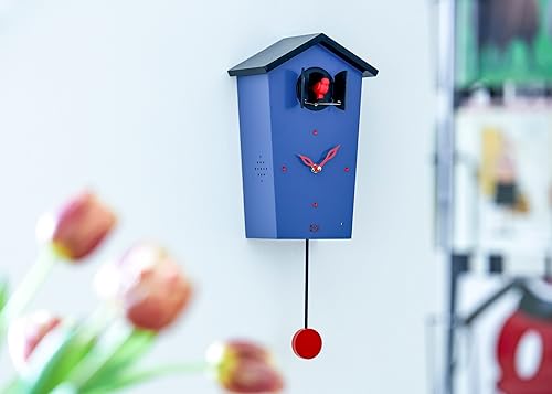 Vista 45 de KOOKOO Birdhouse - Reloj de cuco de diseño moderno con 12 voces naturales de pájaro o llamada de cuco Negro