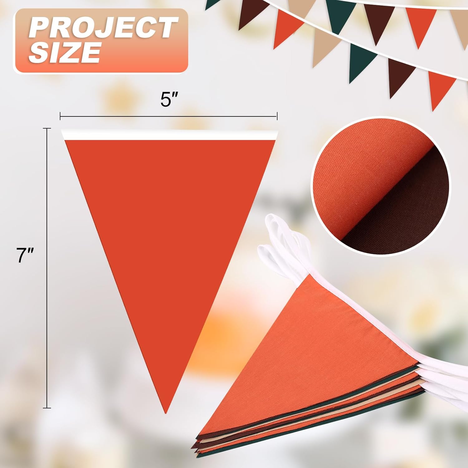 Orange Green Brown Pennant Banner Flag Triangle Bunting Garland Decorations for Wedding Camping Birthday Outdoor Home Baby Shower Festivals 33Feet 30 Pcs ﻿ - Image 2