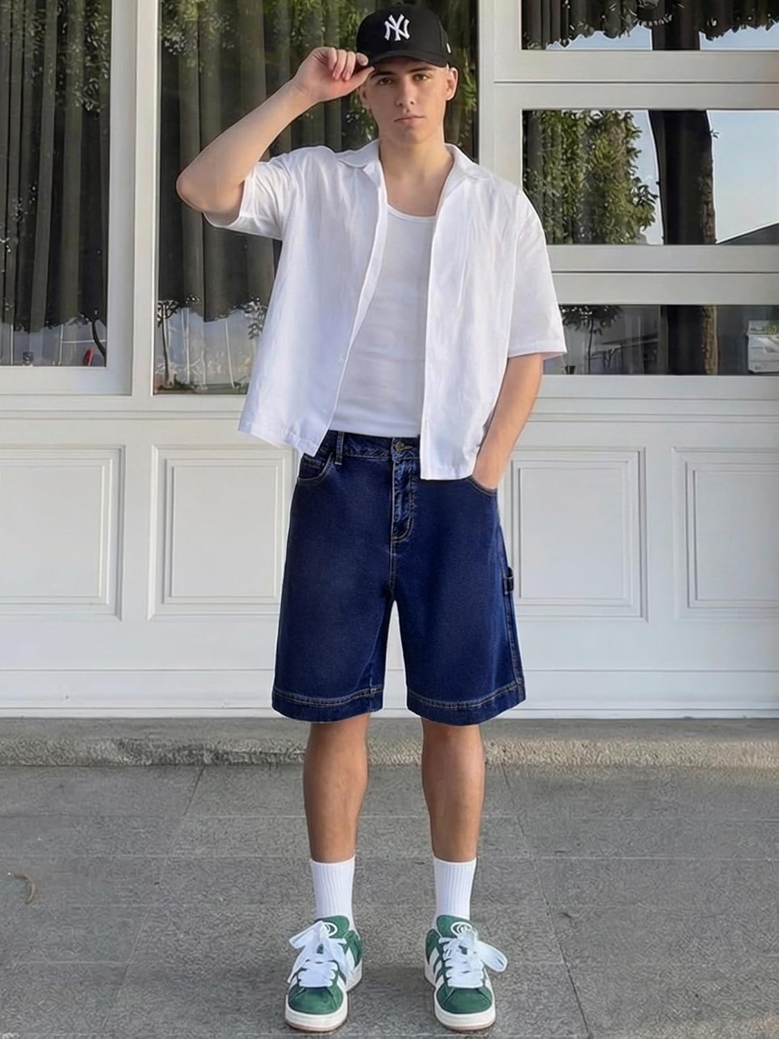 JMIERR Mens Baggy Jeans Shorts Relaxed Fit Jorts Wide Leg Streetwear Vintage Carpenter Denim Shorts with Hammer Loop - Image 3