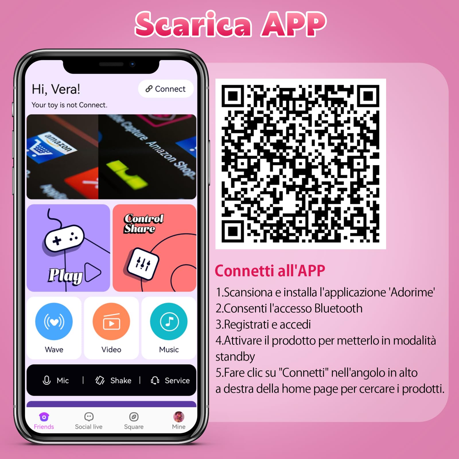Vibratore Donna Sex Toys,Vibratore Portatile a 10 Modalità conTelecomando Bluetooth, Vibratore in Silicone App Control, Punto G Dildo Anale Vibratori per Coppia Sex Toy