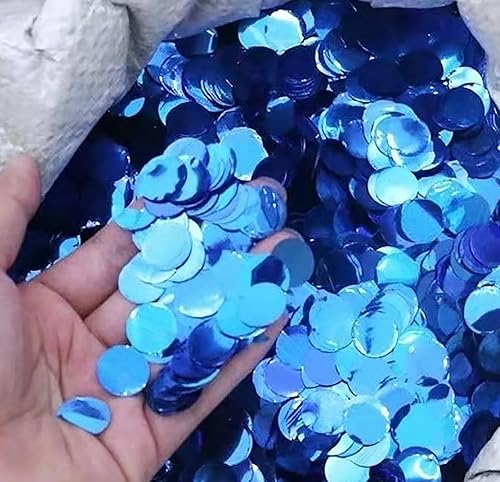 Miniatura 3 de ZOOYOO Confeti de papel de aluminio azul, puntos redondos de confeti de mesa con purpurina, brillante para decoración de bodas, fiestas de