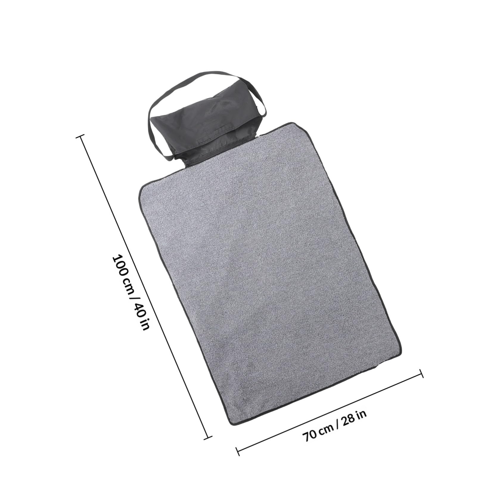 Manta Térmica Plegable de Lana para Mascotas Negra, Fácil de Transportar y Multifuncional para Exteriores y Cama, Bolsa Cremallera Incluida