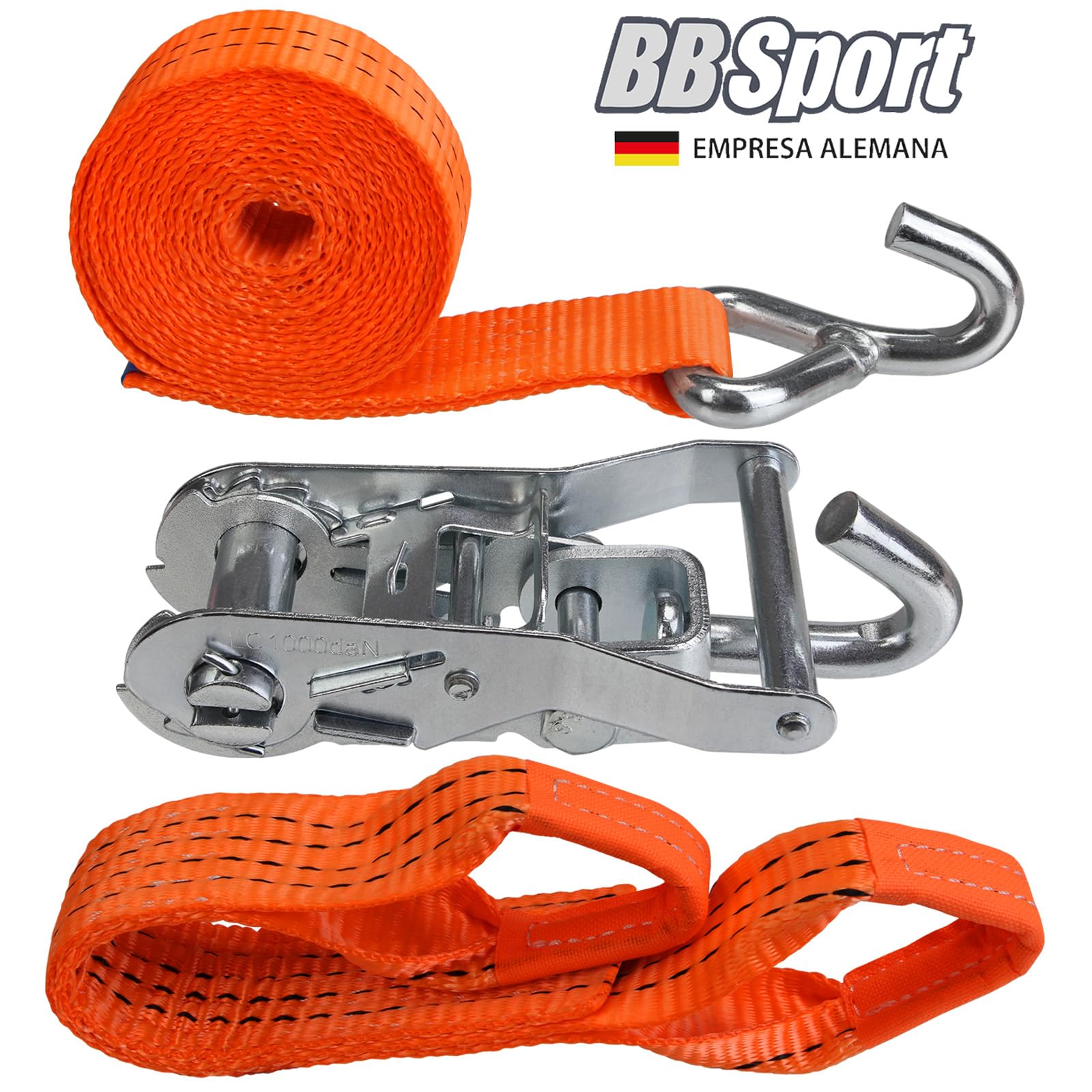 Correas tensoras de Rueda 4 Piezas 2,9 m Cintas de Amarre para el Transporte de Coches 2000 Dan 50mm DIN EN 12195-2