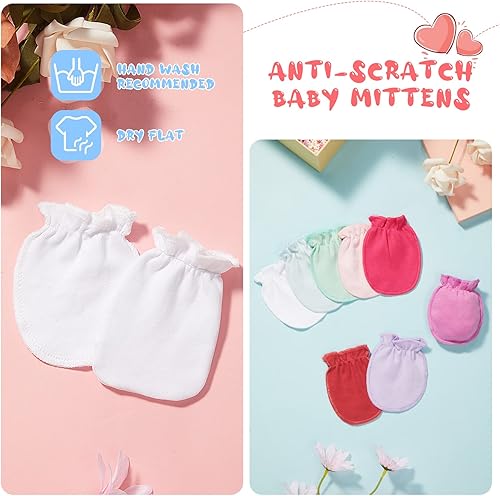 Miniatura 4 de 16 pares de guantes de algodón para recién nacidos, antiarañazos, unisex, para recién nacidos, para bebés, niños y niñas de 0 a 6 meses