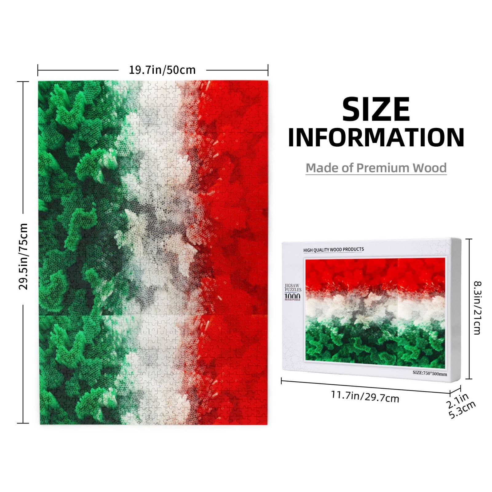 Bandiera dell'Italia, puzzle da 1000 pezzi per adulti, puzzle impegnativi, puzzle a incastro