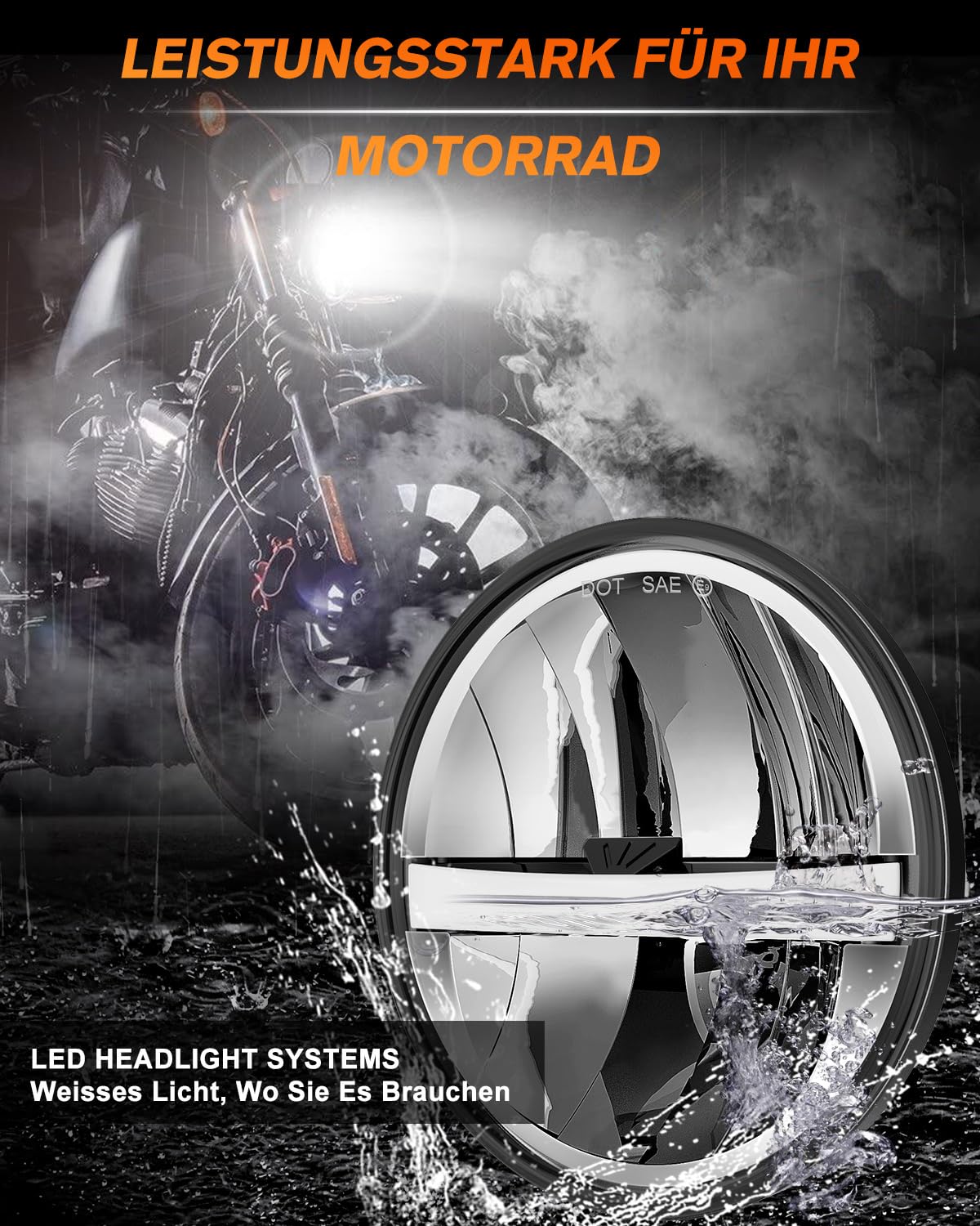 CO LIGHT 5,75 Zoll LED Scheinwerfer Motorrad,5-3/4 Zoll Rund LED Zusatzscheinwerfer Motorrad Headlight mit DRL Hi-Lo Beam, E Geprüft IP68 Wasserdicht