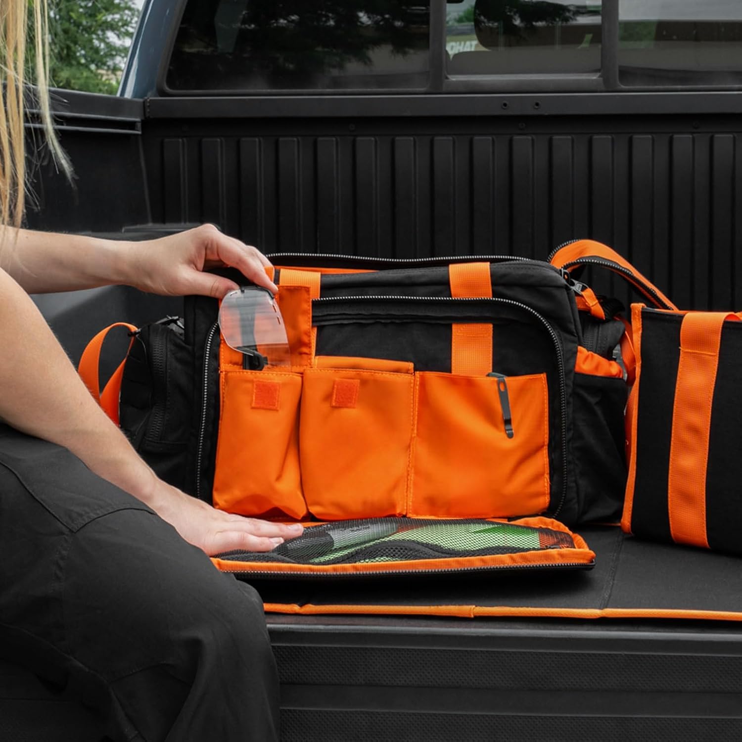 GRITR 4-in-1 Gun Range Bag w/Tote Bag, Cleaning Mat & Admin Pouch - Large Duffle Pistol Bag w/Extra Pockets for Ammo and Handgun Accessories - Gun Case for Shooting, Hunting, Sports