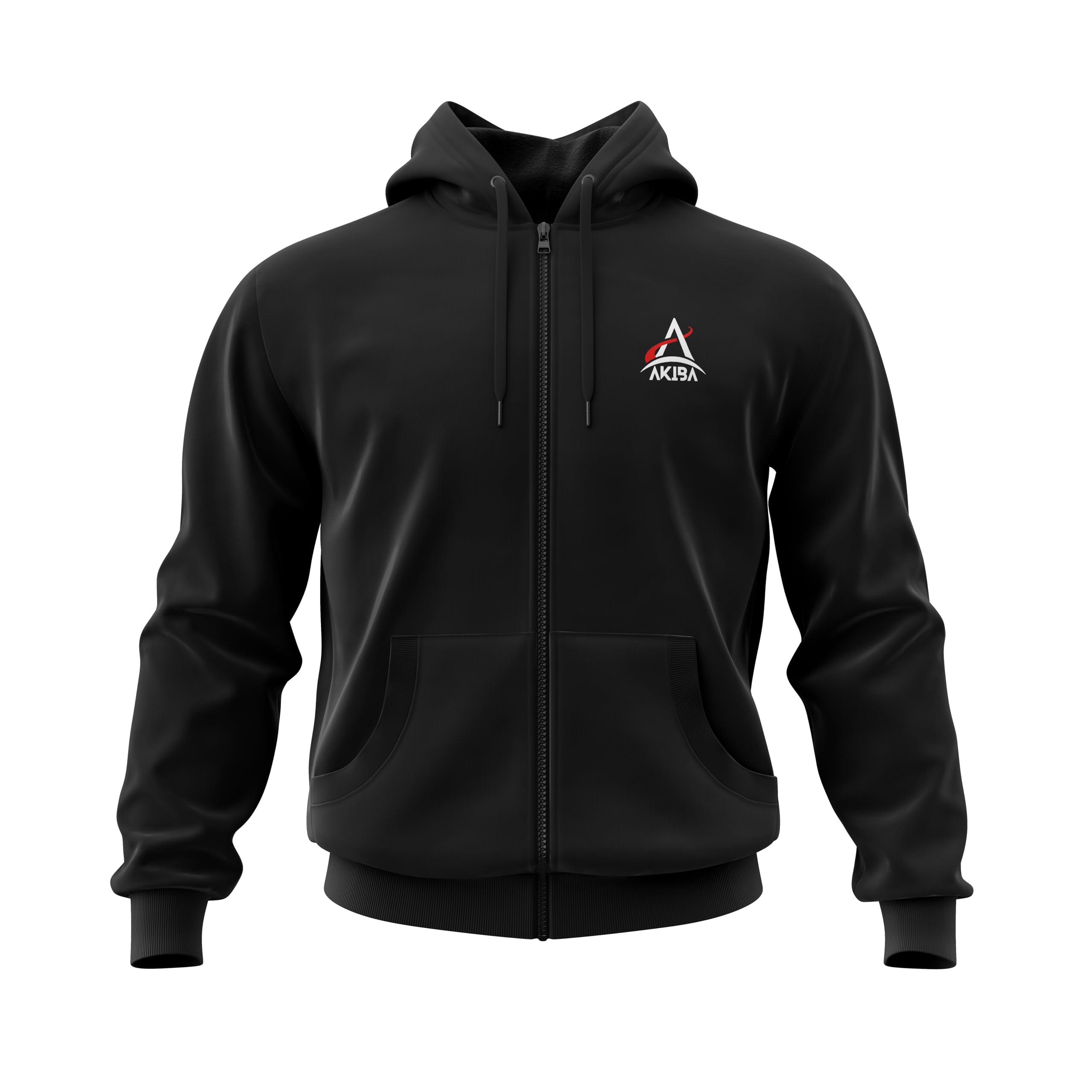 Buy AKIBA Cotton Fleece Embroidery Hooded Sweatshirts with Zipper