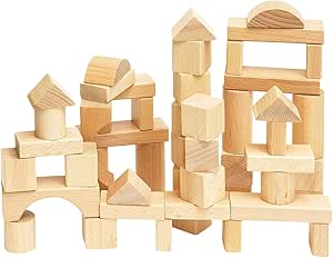 VIGA Holzbausteine „Bauernhof“ – 50 Bunte Klötze In Aufbewahrungstonne Für Kinder Ab 2 Jahren