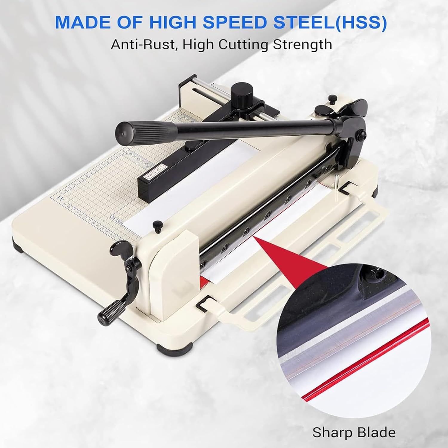 Taglierina a ghigliottina resistente, tagliacarte manuale da 30,5 cm con lama HSS e blocco di sicurezza, taglia fino a 400 fogli
