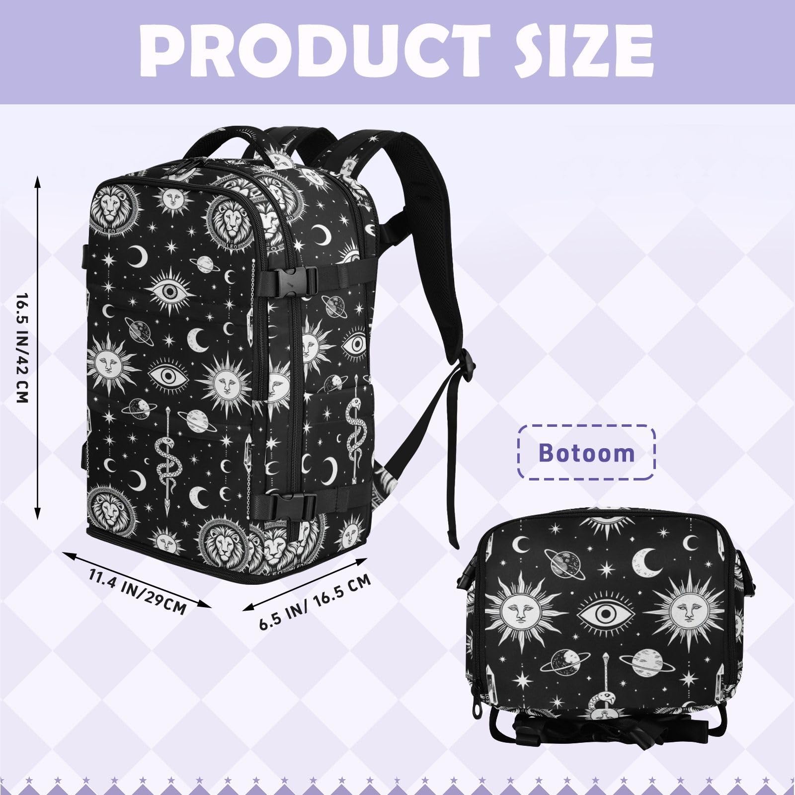 Plecak do szkoły torba na laptopa 16 cali do samolotów 20 l | Wodoodporna lekka torba podróżna Galaxy Gothic czarno-biała 15-calowa torba na laptopa do samolotów mochila de viaje