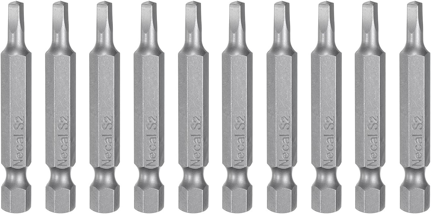 sourcing map 10pcs SQ2(#2) Square Drive Bits 1/4" Shank 2" Long S2 Steel Magnetic Screwdriver Bit Set Square Head Drill Bits for Repair Furniture