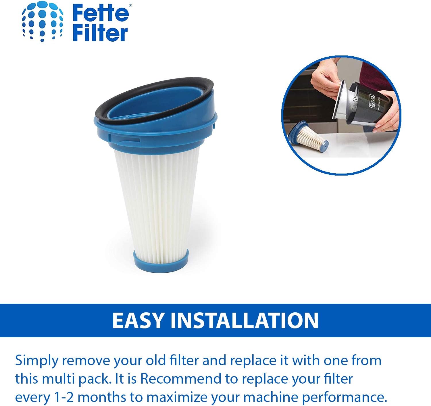 Vacuum Replacement Pleated Filter for 2-in-1 Cordless Lithium Stick Compatible with Black + Decker SVF11 (Pack of 3)