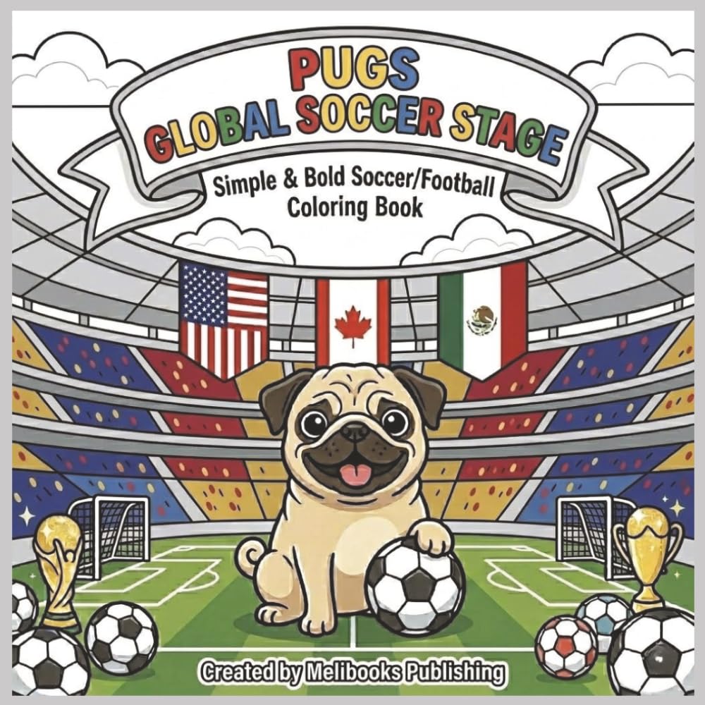 Pugs Global Soccer Stage: Fun and Easy Coloring Pages of Adorable Dogs Playing in the International Football Championship! (The Chubby Pug Adventures Coloring Series)