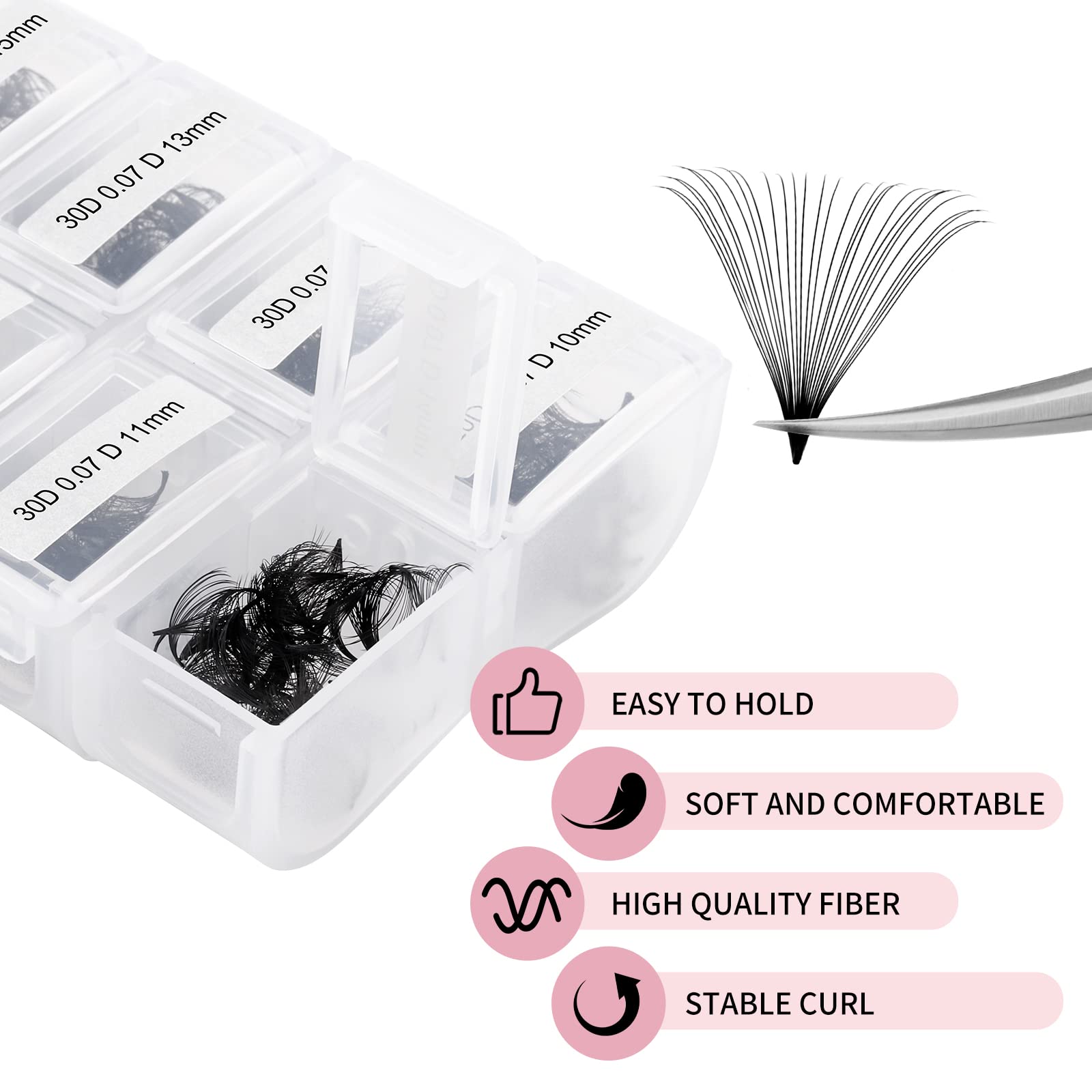 Fadlash Promades Eyelash 30D 0.07mm D Curl Volume MIX 8-15mm 600pcs Lash Extensions Loose Fans Pre Made Volume Lashes - Image 3
