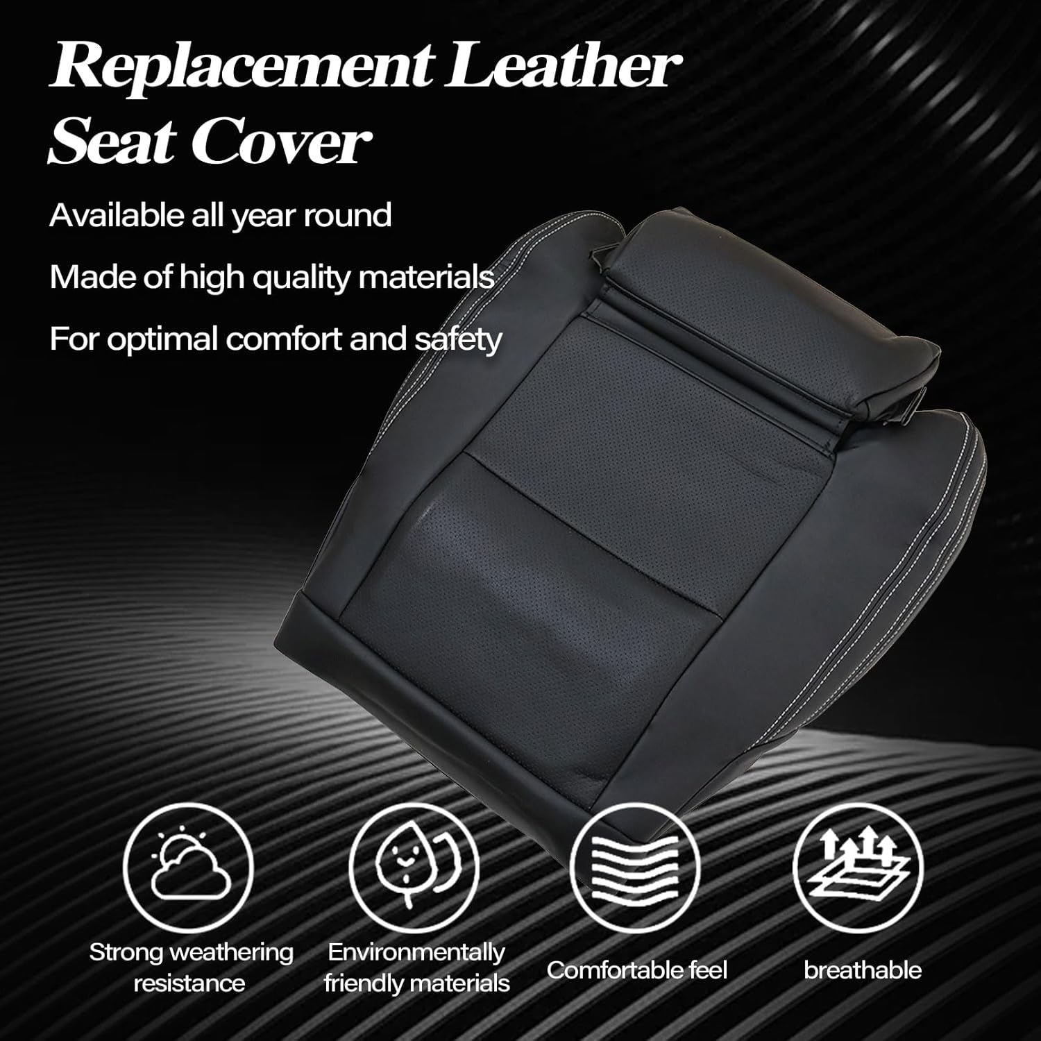 SecosAutoparts Black Front Driver Side Bottom Replacement Leather Seat Cover Compatible with Mercedes Benz GLA250 GLA 250 2016 2017 2018 2019 2020