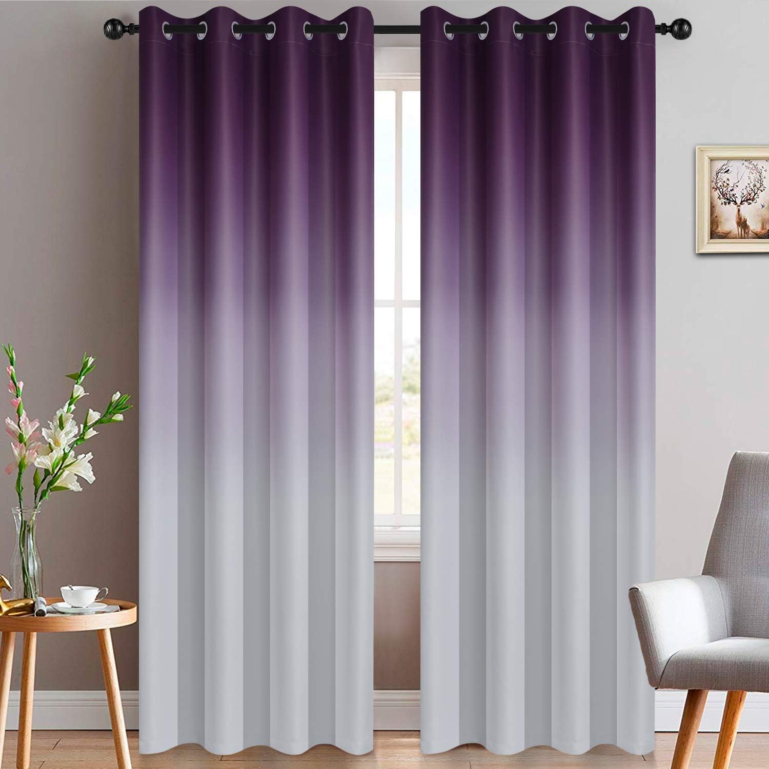 Yakamok Grommet Ombre Curtains for Bedroom
