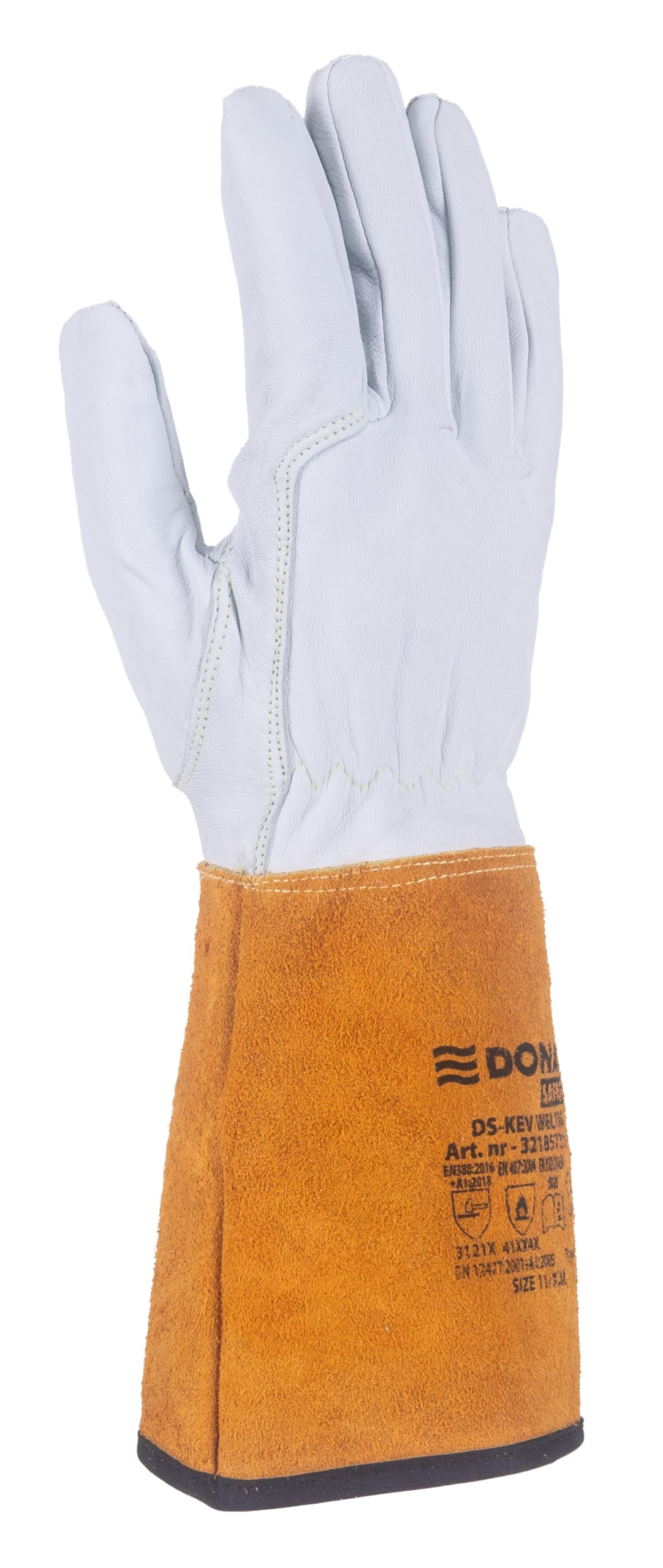 DONAU SAFETY Rękawica spawalnicza ze skóry koziej do spawania TIG/Kevlar/rozmiar 11/XXL, 1 para/Softouch, bardzo miękkie i przyjemne rękawice robocze, skórzane/rękawice ochronne