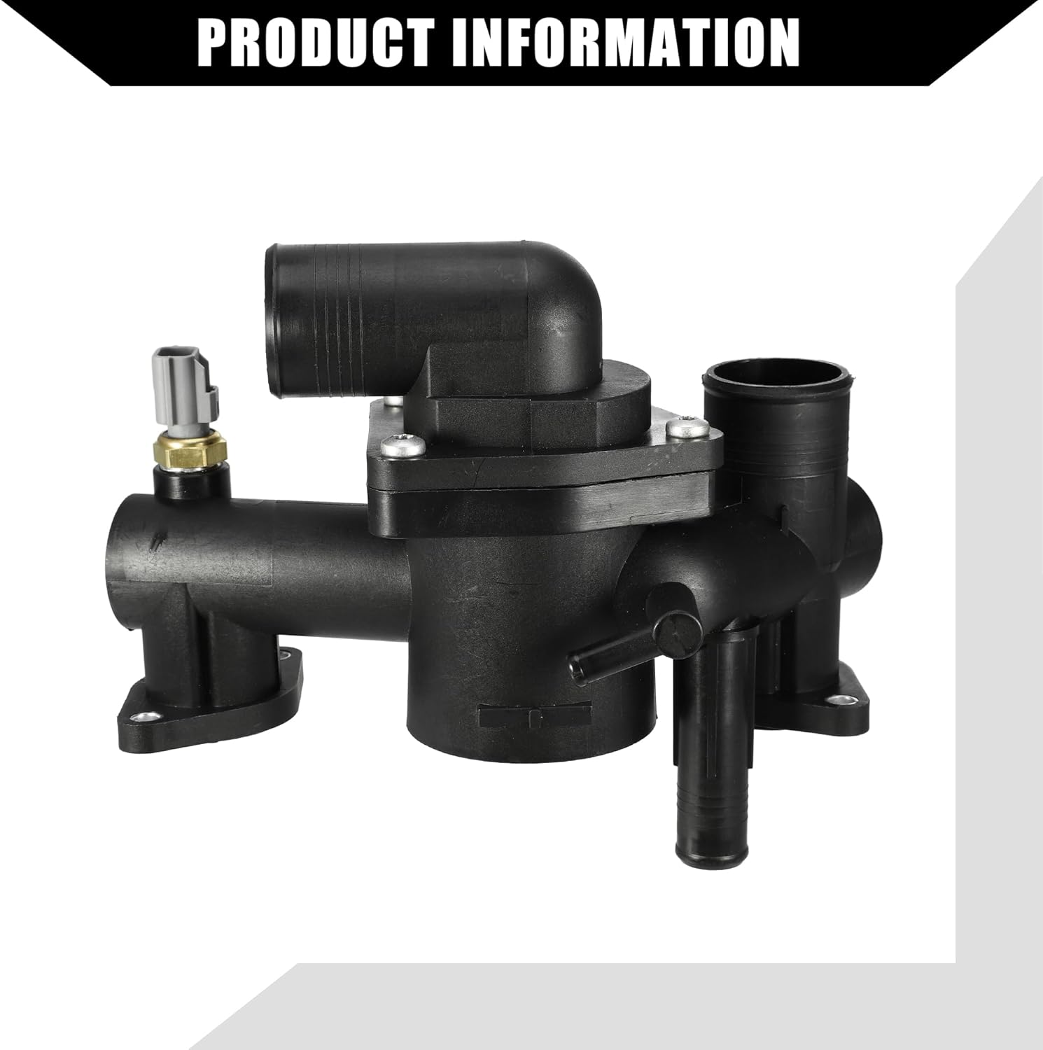 No.AJ89486 Engine Coolant Thermostat Housing Assembly for Jaguar XK8 2003-2006 / Inner Water Pump Thermostat/Durable Plastic / 1Pcs Black