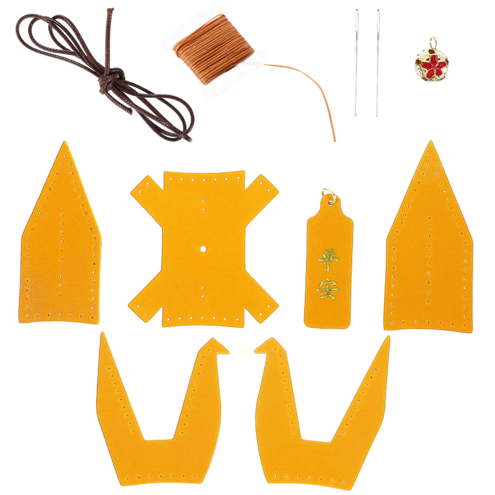 JOINPAYA Selbstgemachtes Nähset für Autoanhänger mit Pu-leder in Khaki Handgefertigtes Origami Vogel Bastelmaterial für Zuhause und Laden zum Nähen für Anfänger