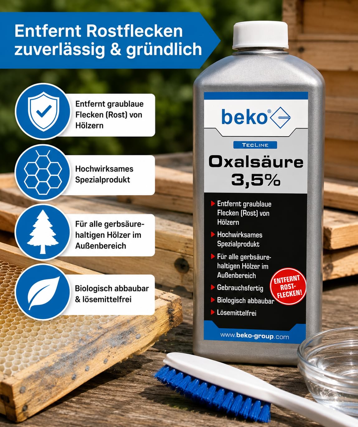Beko TecLine acido ossalico 3,5% 1000 ML Bottiglia, 1 pezzi