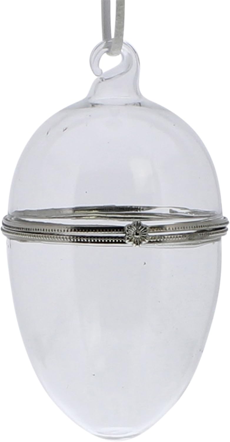 Fillable Glass Easter Egg Box Ornament Crystal Clear