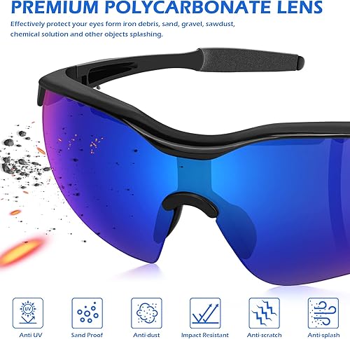 Miniatura 4 de Paquete de 6 lentes de seguridad tintados para hombres y mujeres, gafas de seguridad ANSI Z87.1, resistentes a los arañazos, protección ocular