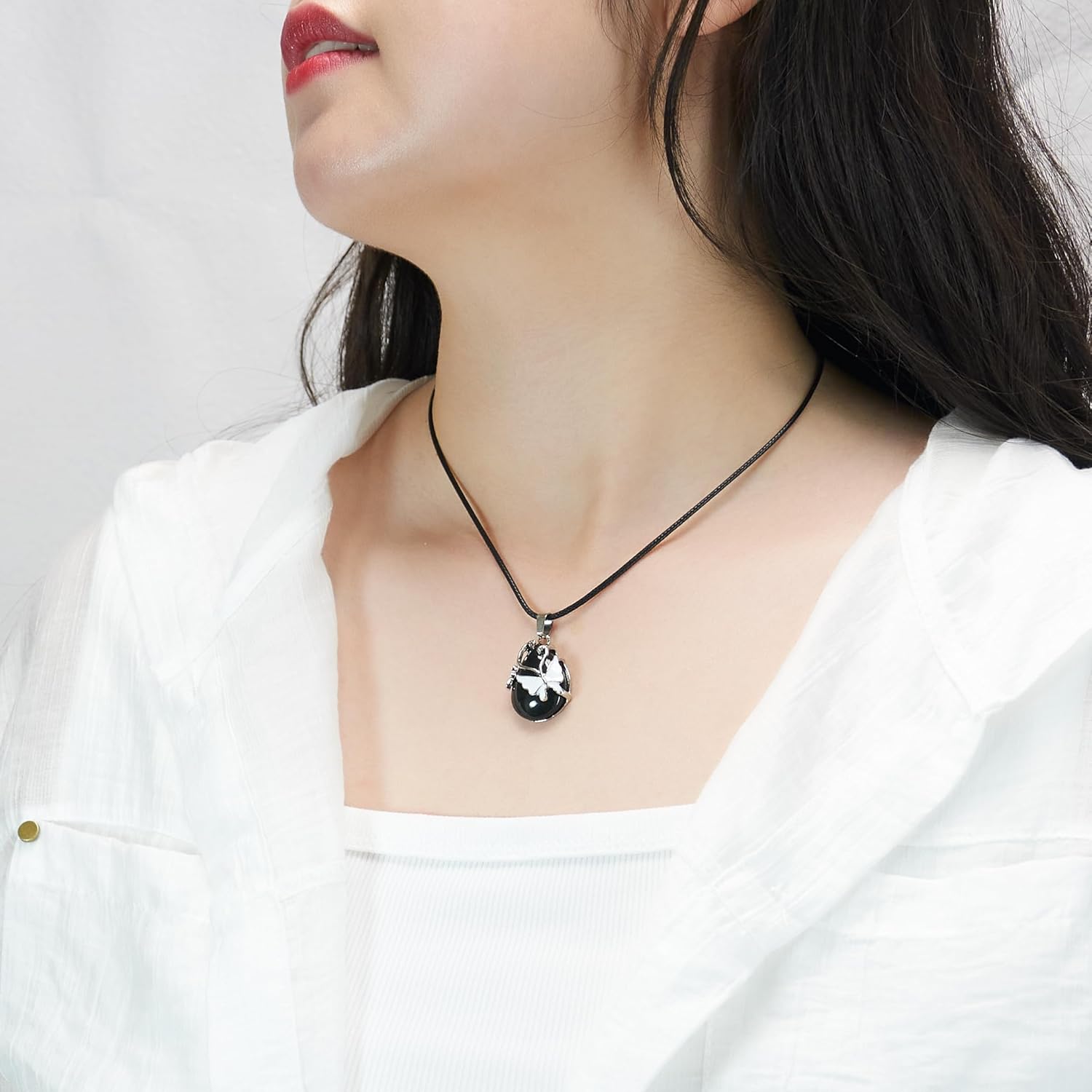 6 Pieces Natural Stone Pendants Pear Vintage Wire Wrap Gemstone Butterfly Pendant Healing Crystal Charm for Jewelry Making Necklace - Image 5