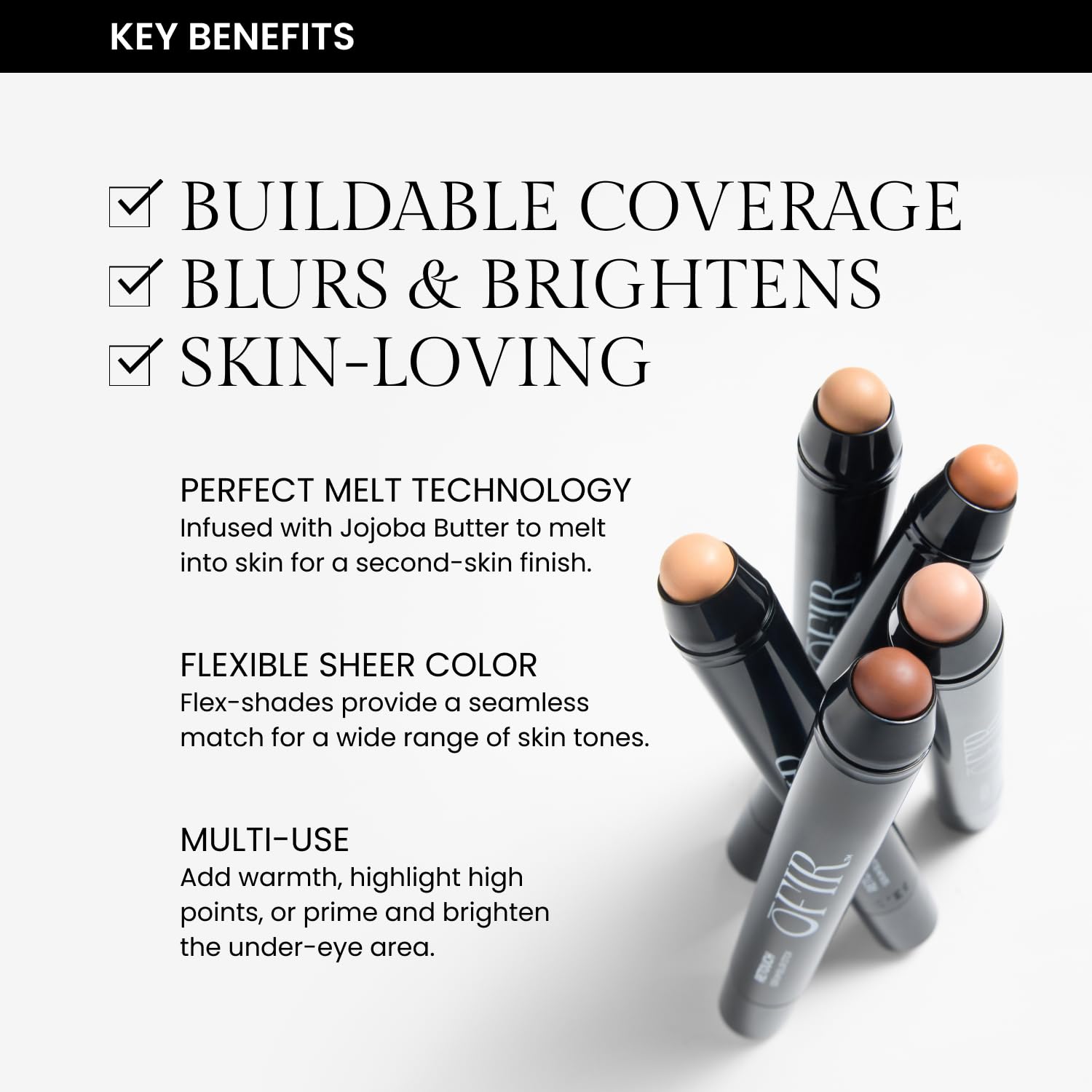 OFIR Retouch Serum Blur Stick – Skincare-Infused Sheer Complexion Stick – Hydrating Under-Eye Primer, Highlighter & Bronzer – Blurs Imperfections & Brightens - Multi-Use (Golden Olive)