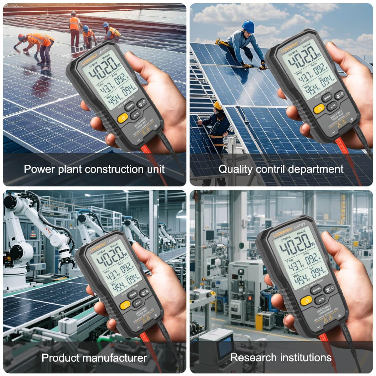 GALOOK Probador de Paneles Solares, 1000W, 80V DC máx, 35A Medidor de Potencia Solar MPPT para Paneles Fotovoltaicos, Comprobador de Módulos Fotovoltaicos para la Resolución de Averías